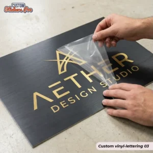 Custom vinyl-lettering with logo
